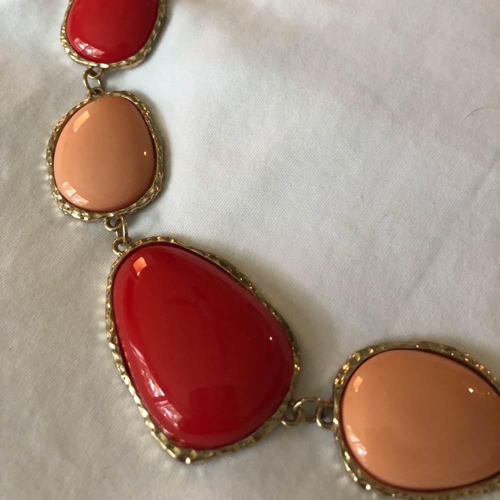 Peach, red, and gold chunky necklace
